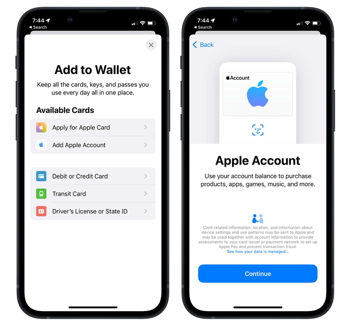 定西苹果手机维修分享iOS 15.5钱包App如何添加 Apple 账户 